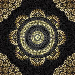 Gold and black mosaic ethnic style ornament.
