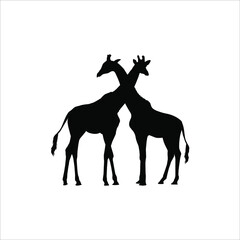 Fototapeta na wymiar A Pair of Giraffe Silhouette for Logo or Graphic Design Element. Vector Illustration