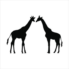 Naklejka premium A Pair of Giraffe Silhouette for Logo or Graphic Design Element. Vector Illustration
