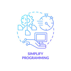 Simplify programming blue gradient concept icon. Development automation. Programming skill abstract idea thin line illustration. Isolated outline drawing. Myriad Pro-Bold font used