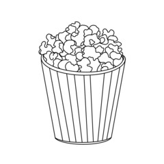 Minimalistic illustration of popcorn. Sketch a pack of popcorn. Idea for logo, poster, icon.