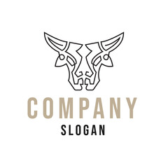 Obraz premium Ox Head Monoline Style Logo Concept