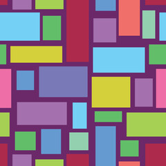 pattern, on a dark lilac background, multi-colored bright squares of various shapes vector illustration,