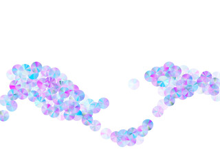 Violet sequins confetti placer vector illustration. Metallic glowing paillette particles party decoration flatlay. New Year confetti scatter shining texture.