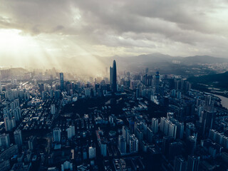Fototapeta premium Aerial view of beautiful downtown landscape in shenzhen, China
