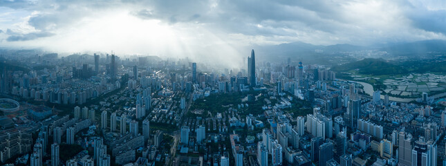 Aerial view of beautiful downtown landscape in shenzhen, China
