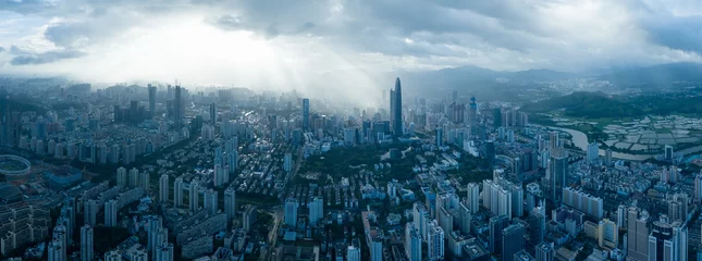 Zelfklevend Fotobehang Aerial view of beautiful downtown landscape in shenzhen, China © lzf