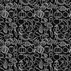 Seamless food pattern. Doodle pattern with food icons. Food background