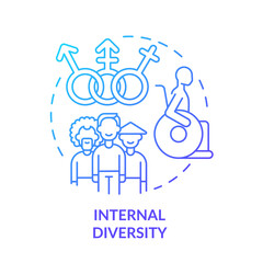 Internal diversity blue gradient concept icon. Workplace diversity category abstract idea thin line illustration. Individual background. Isolated outline drawing. Myriad Pro-Bold font used