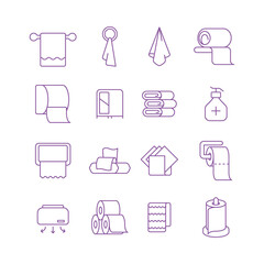 Napkin paper. Textile towels fold hygiene absorber paper garish vector collection icons of various towels