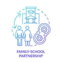 Family-school partnership blue gradient concept icon. Success of inclusive classrooms abstract idea thin line illustration. Mutual respect. Isolated outline drawing. Myriad Pro-Bold font used