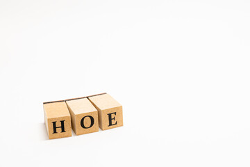 英単語　木ブロック　Word　3文字　HOE