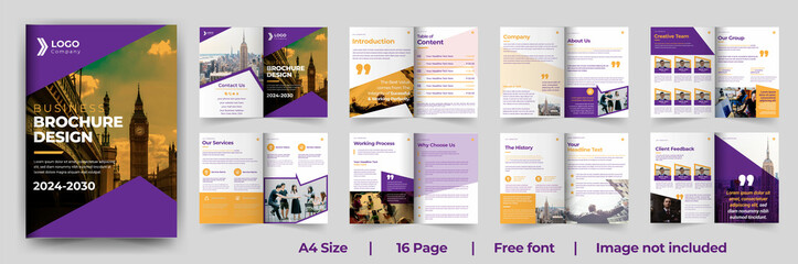 16 page creative and corporate business brochure or company profile design with premium template Premium Vector for your business