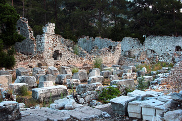 Ruins of Olympos, a city in ancient Lycia, located south of the modern town Cirali in Antalya Province, southwestern Turkey