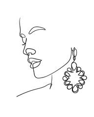 Woman face line drawing. Fashion concept, woman beauty minimalist. - Vector illustration.