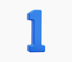 3d Realistic Number One Icon vector illustration.