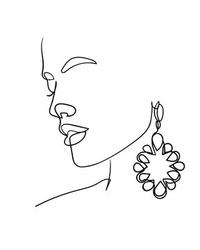 recommend clip art: Woman face line drawing. Fashion concept, woman beauty minimalist. - Vector illustration.