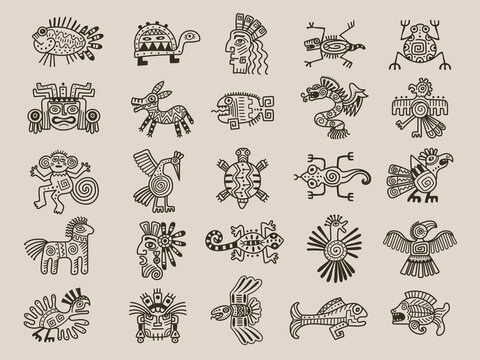 Maya ancient coin civilization symbol tribal Vector Image