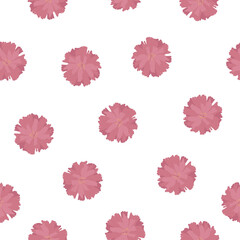 Seamless pattern pink cherry blossom on white background. Sakura flowers ptint, vector eps 10