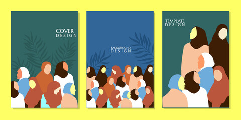 Set of abstract covers with female illustration elements, background design for books, magazines, posters