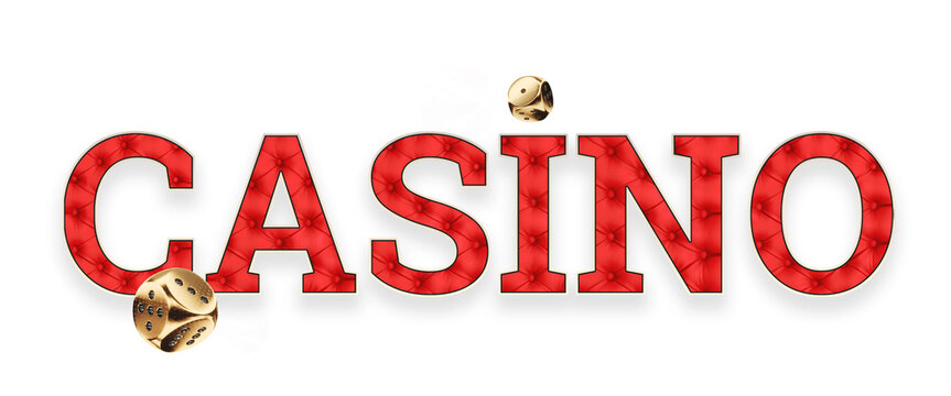 Casino concept, lettering casino isolate on white background, Gambling, luxury style, baccarat, poker. Poster for casino design. 3D render, 3D illustration.