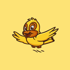 Flying Bird Character Logo Design Vector Illustration Template Idea