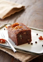 Closeup of chocolate mousse cake 