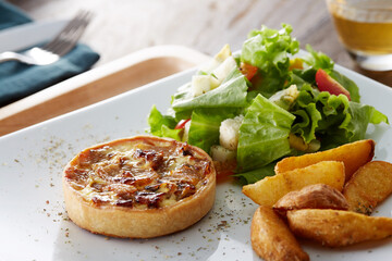 Closeup of Beef tart, delicious breakfast 