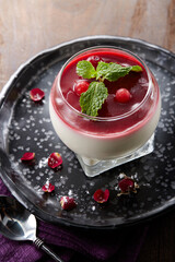 Closeup fruit pudding cake