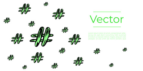 Hashtag eco sign sketch vector set of illustrations. Nature hand drawn thumbnail background. 