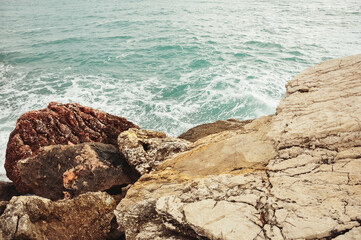 top view of the rock and the sea, a beautiful landscape and background