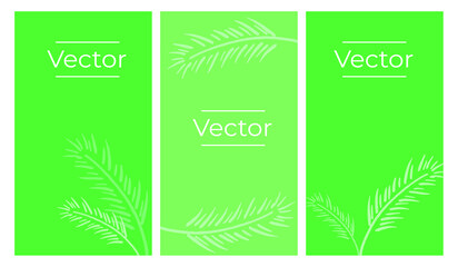 Tropical leaf sketch vector set of illustrations. Boho style branch hand drawn vertical background. Botanical nature banner