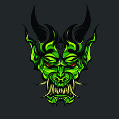 vector oni devil mask illustration