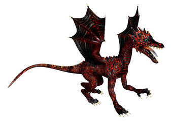 3D Rendering Fairy Tale Dragon on White