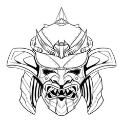 Samurai illuatration head art line vector skull