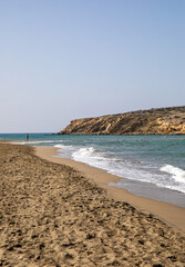 Fototapeta na wymiar Beautiful Macheria beach on Rhodos island, Dodecanese islands, sunny day
