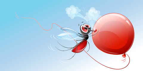 Mosquito on red balloon