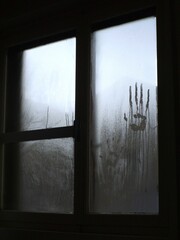 horror window in the dark