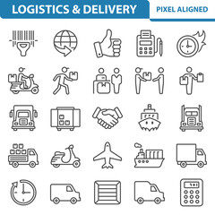 Logistics, Delivery Icons. Shipping, Transportation Icon Set