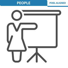 People Icon. Woman, Teacher, Presentation