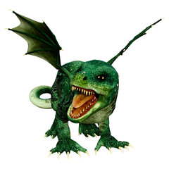 3D Rendering Fairy Tale Dragon on White