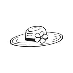 Black and white of hat in a white background. Hand drawn vector illustration.
