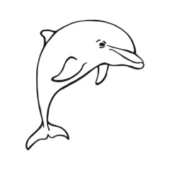 Hand drawn dolphin. Vector illustration in sketch style. Jumping dolphin isolated on white background. © Darya