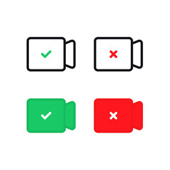 Video icon with check mark. Vector illustration