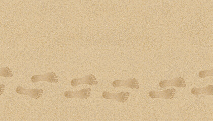 Fototapeta na wymiar Seamless pattern Texture background Footprints of human feet on the Sand Beach background.Vector illustration Backdrop Endless Brown Beach sand dune with barefoot for Summer banner background.