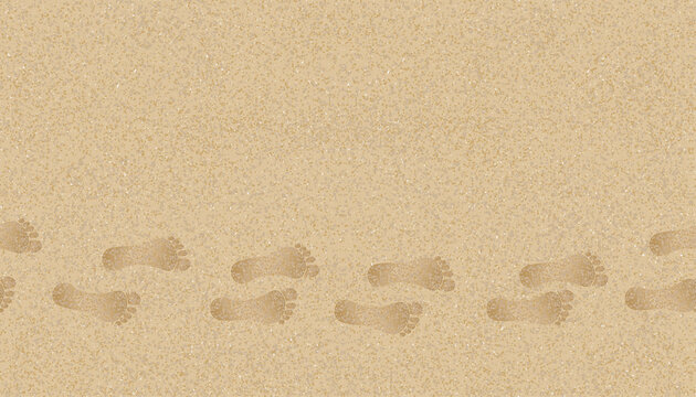 Seamless pattern Texture background Footprints of human feet on the Sand Beach background.Vector illustration Backdrop Endless Brown Beach sand dune with barefoot for Summer banner background.