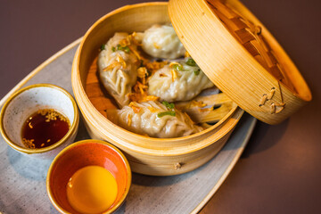 chinese dumplings in the restaurant 