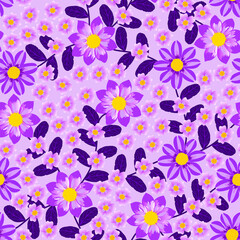 purple dahlia seamless pattern. floral pattern. flowers pattern. florals garden. good for vintage fashion design, dress, fabric, background, backdrop, wallpaper, textile.