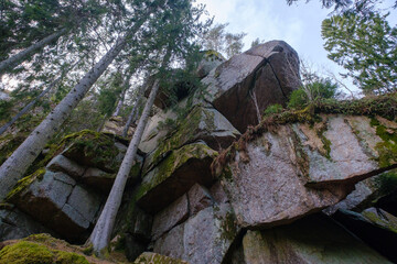 Amaliagrottan big boulder construction in Småland Sweden