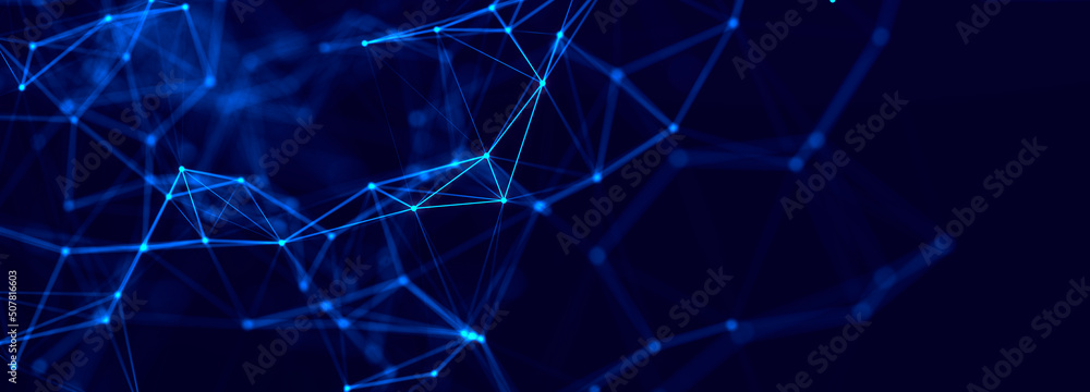 Aufkleber Digital technology background. Network connection dots and lines. Futuristic background for presentation design. 3d